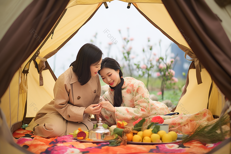 露营青春活泼的女性,高清,摄影图,摄影图片,图片大全,摄影图免费下载